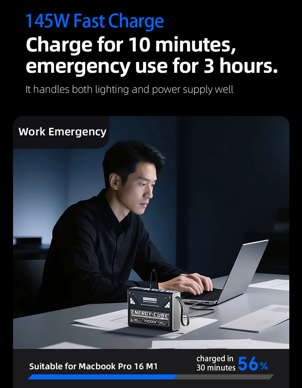 MOVESPEED LED Camping Lantern 70000mAh Large Capacity Battery w/ Rechargeable Lamp LED Emergency Light for Outdoor Power Outage