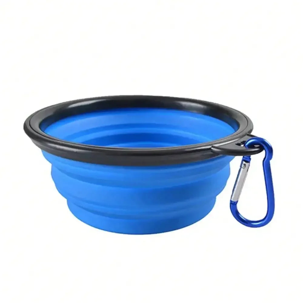 2026 Folding Portable Silicone Dog Feeder Bowl 2 In 1 Pet Dispenser Outdoor Travel Dog Cat With Carabiner Bottle Food Water Container
