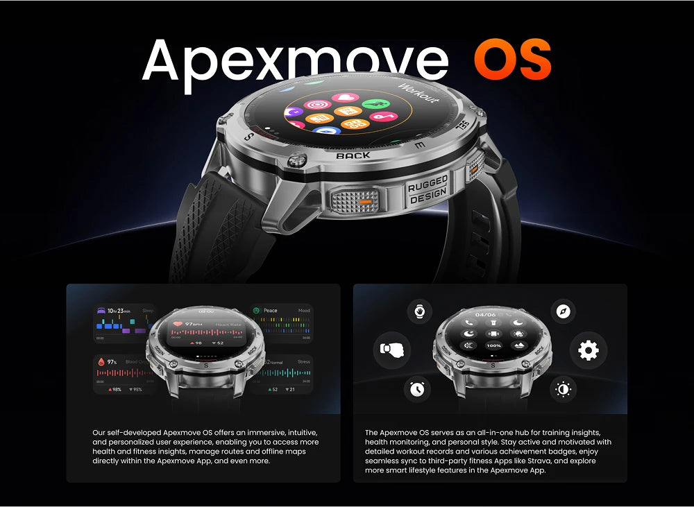 T4 Smart Watch for Men 6-Sat GPS Offline Maps 10ATM Waterproof Heart Rate Diving Skiing Hiking for Android iOS