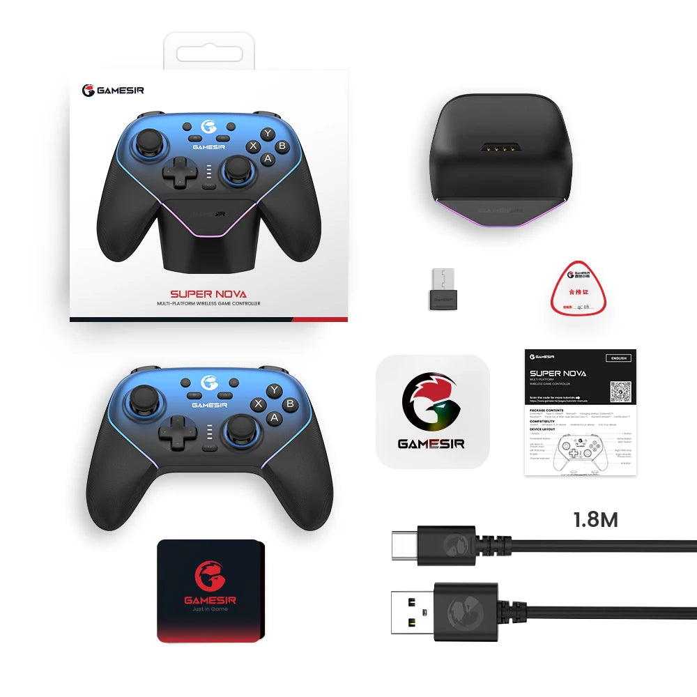 GameSir Super Nova Multi-Platform Gaming Controller - Bluetooth/Wired/2.4G Wireless, RGB, Hall Effect for Switch/PC/Android/iOS