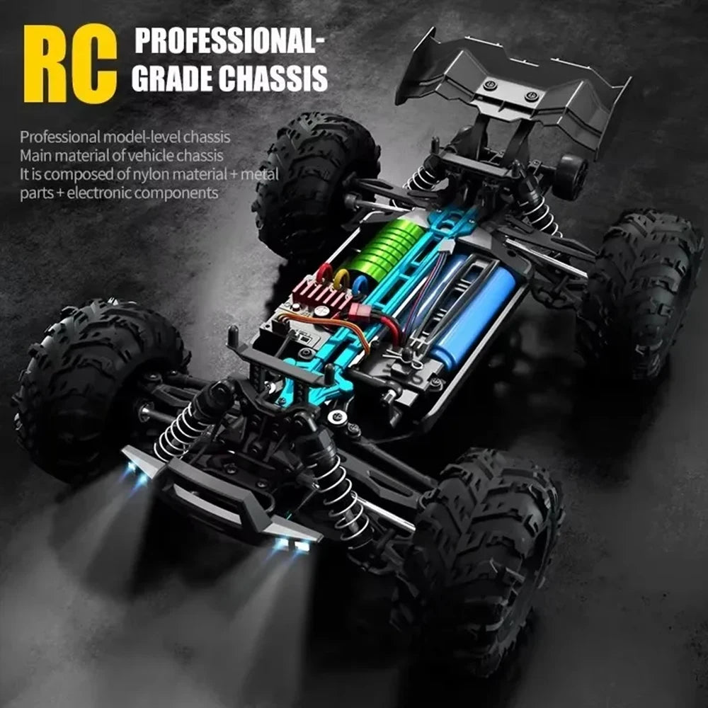 1:16 4WD RC Car 70KM/H Or 50KM/H With LED Light 2.4G Remote Control Cars High Speed Drift Monster 4x4 Truck for Children Gif