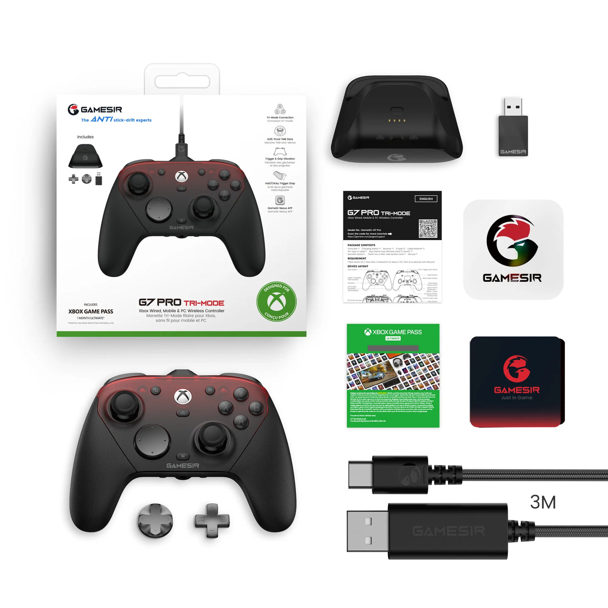 G7 Pro Wired Xbox Controller with Smart Charging Station, Hall Effect, Gyro, 3.5mm Audio Jack, 1000Hz Polling Rate