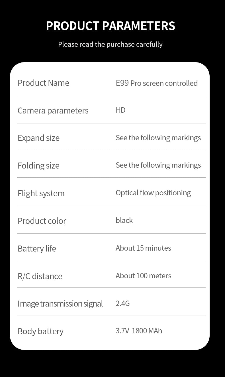 RC Drone 4K Dual Camera  E99 PRO Optical Flow Obstacle Avoidance Foldable FPV Quadcopter Toy for Beginners