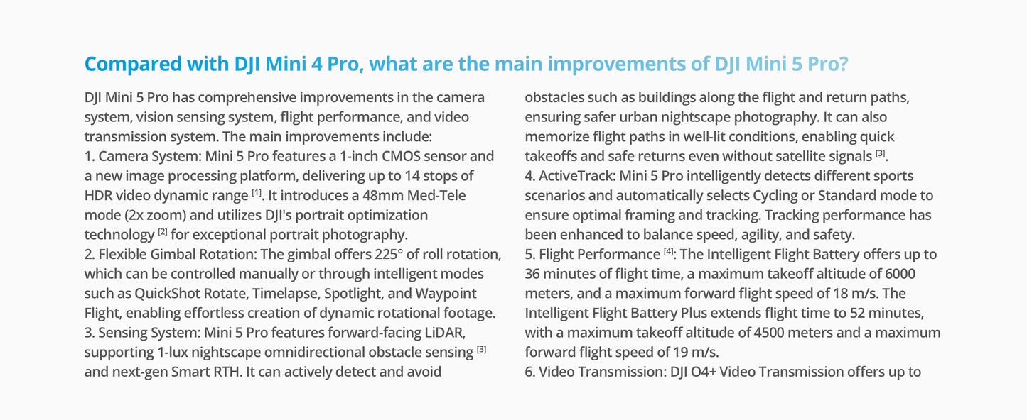Mini 5 Pro Camera Drones ActiveTrack 360° Ultra-Light Foldable with 1-Inch CMOS 4K Camera Drone Omnidirectional Obstacle Sensing 225° Gimbal 20km Transmission With Mini 5 Pro Accessories for Beginners