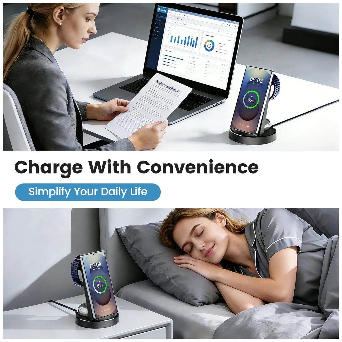 3 In 1 Magnetic Wireless Charger 15W Fast Charging Dock Stand Travel Foldable for Samsung S25 S24 S23 S22 Galaxy Watch iPhone