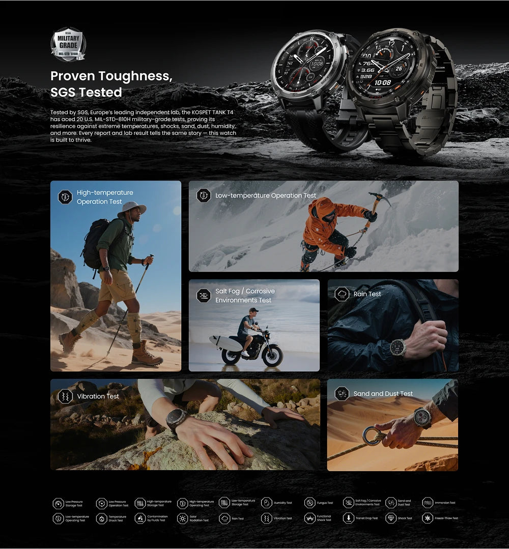 T4 Smart Watch for Men 6-Sat GPS Offline Maps 10ATM Waterproof Heart Rate Diving Skiing Hiking for Android iOS