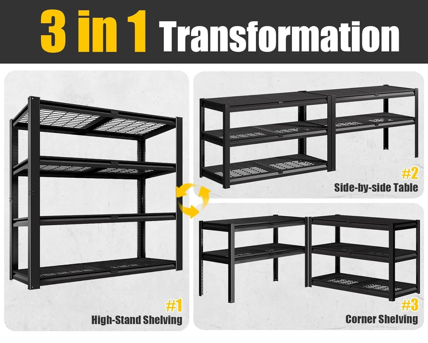 Heavy Duty Garage Shelving 2200 LBS 4 Tier Heavy Duty Storage Shelves Adjustable Industrial Metal Wire Shelf Unit, Customized