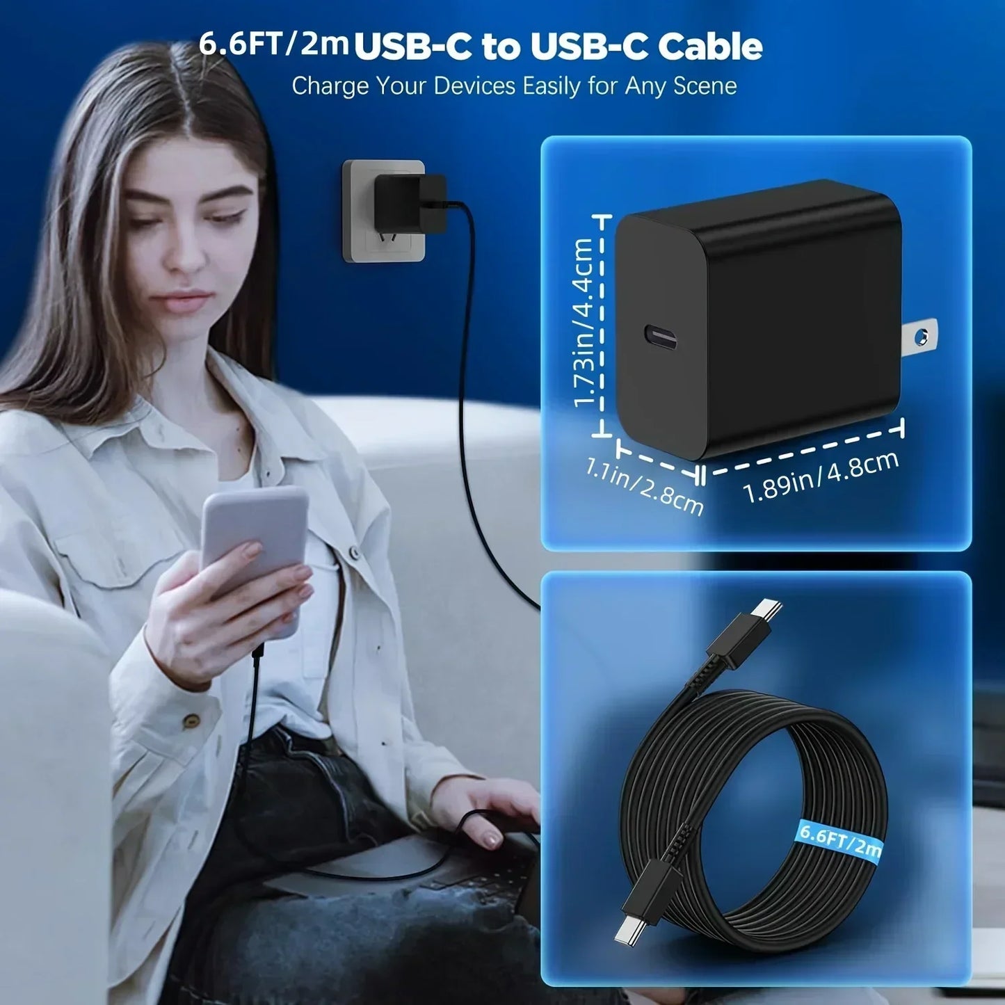 2Pack 45W For Samsung Super Fast Charger With Type C Cable 6.6ft For Galaxy S24 Ultra/S24+/S23/S23+/S22+/S22 Plus/S21/S20