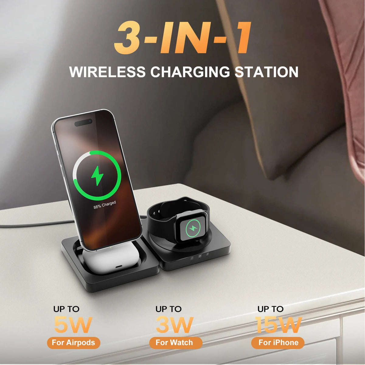 Magnetic Wireless Charger 3-in-1 Folding Fast Charging Station Foldable Travel for Magsafe  iPhone 17/16/15/14/13 Watch Airpods