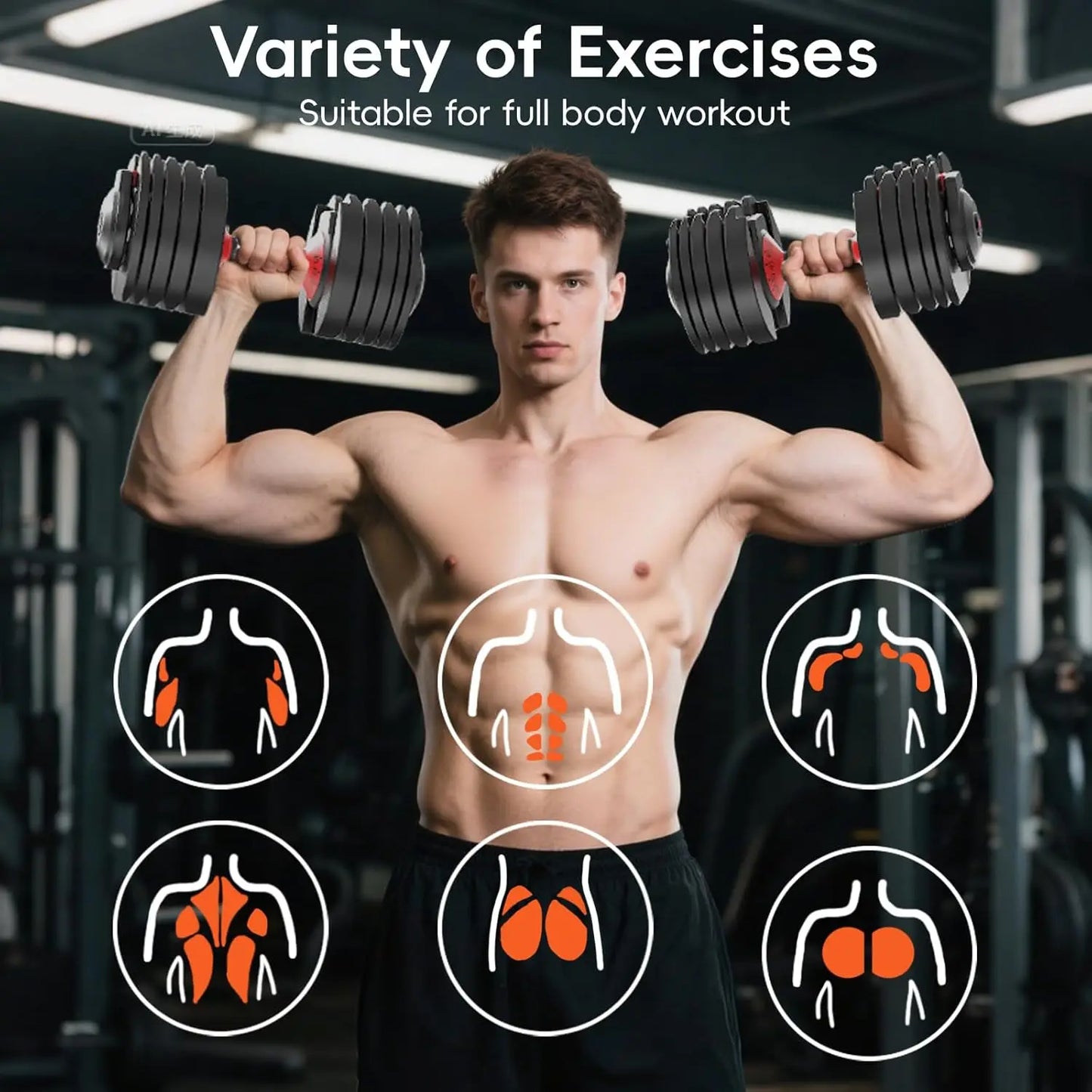 New Upgraded 2-Pack Adjustable Dumbbells, 25/52.5 lbs, 9/15 Weight Levels with Secure Locking System, Customized