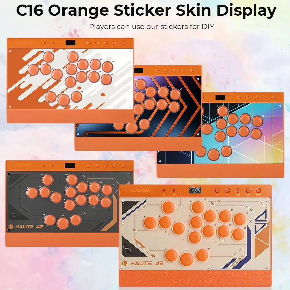 New C16 Orange Magnetic Stickless Arcade Stick Leverless Hitbox Controller for For PC/PS4/PS5/Switch Leverless Stick