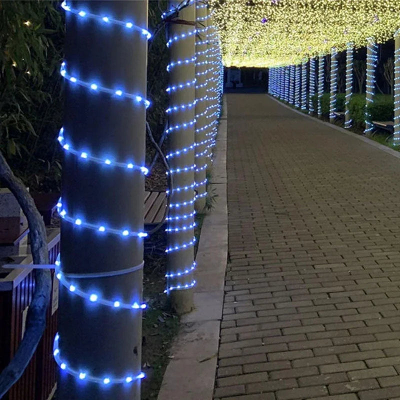 Solar Rope Lights Solar LED Light Path Deck Outdoor Garden Solar String Lights Waterproof Outdoor Lighting Strips 8 Light Modes