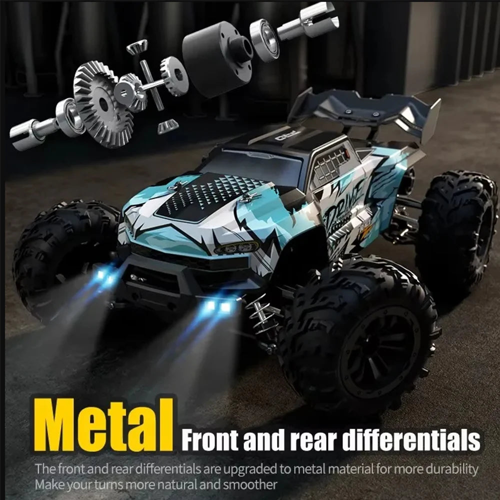 1:16 4WD RC Car 70KM/H Or 50KM/H With LED Light 2.4G Remote Control Cars High Speed Drift Monster 4x4 Truck for Children Gif