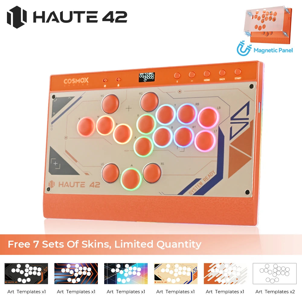 New C16 Orange Magnetic Stickless Arcade Stick Leverless Hitbox Controller for For PC/PS4/PS5/Switch Leverless Stick