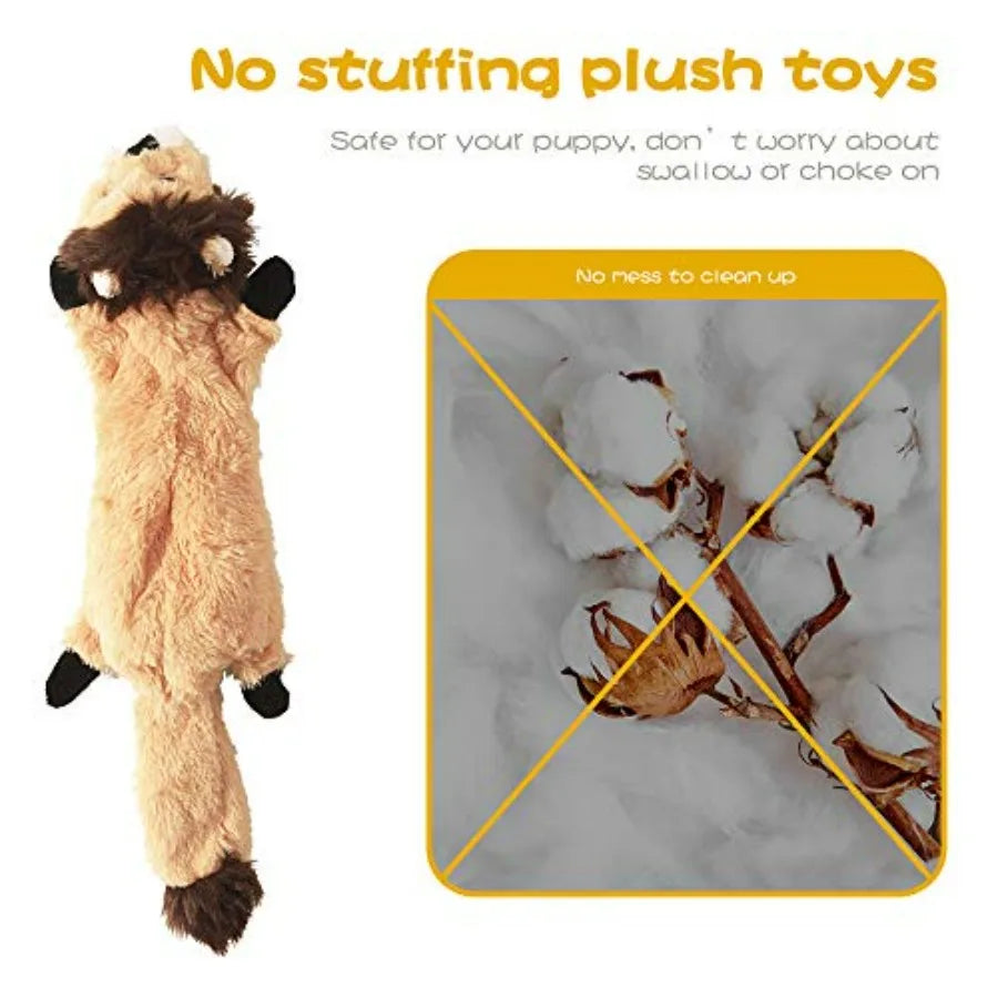 Dog Squeak Toys, No Stuffing Plush Dogs Chew Toy Bundle for Small Medium Large Breed Chewer Tough Durable Squeaky Pet Fetch Pup