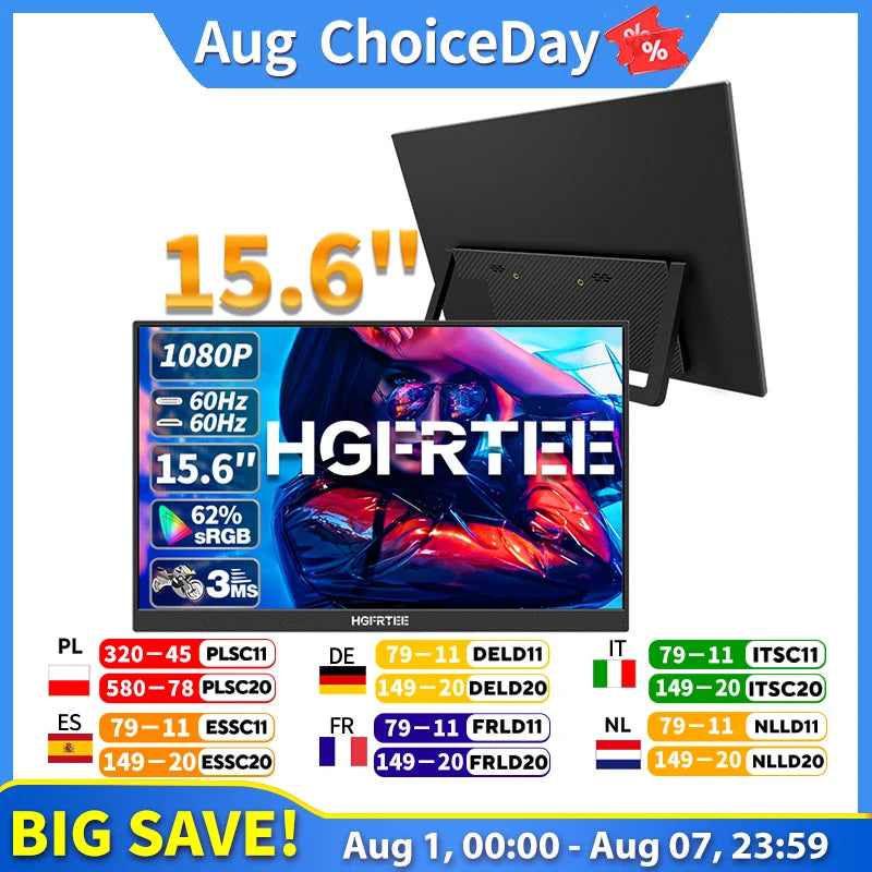 15.6 Inch Portable Monitor, FHD-IPS Laptop External Second Screen, Gaming Extended Display with Type-C HDMI