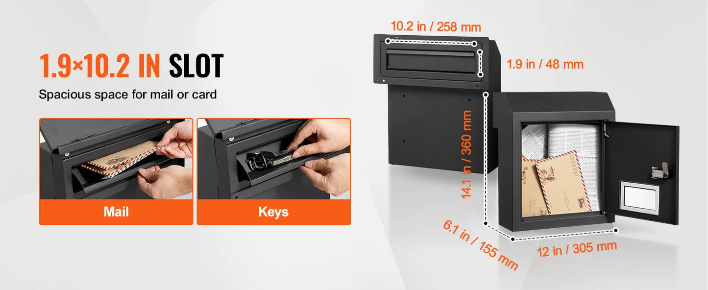 SucceBuy Through The Door Key Drop Box Heavy Duty Steel Plate Through the Door Mailbox with 12" Combination Lock Mail Drop Box