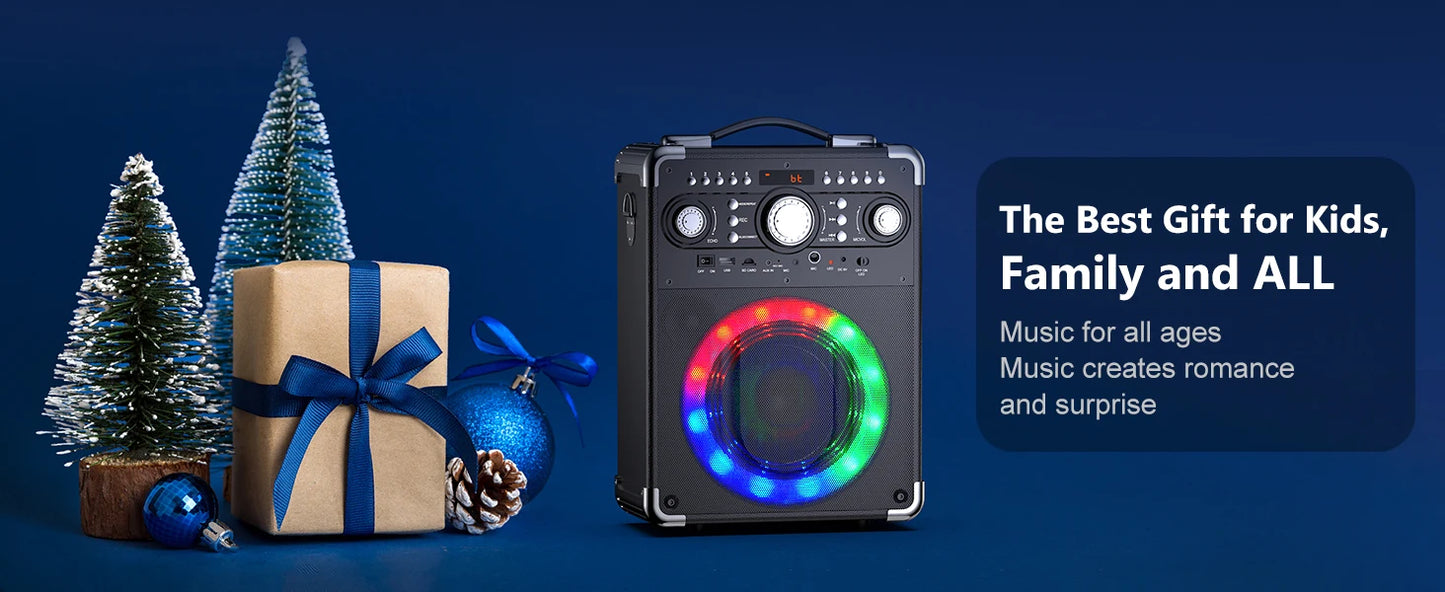 S8-T Kara Ok with 3 Microphones,Portable Bluetooth 5.3 Kara Ok Speaker, Suitable for Outdoor Activities, Parties and Parties
