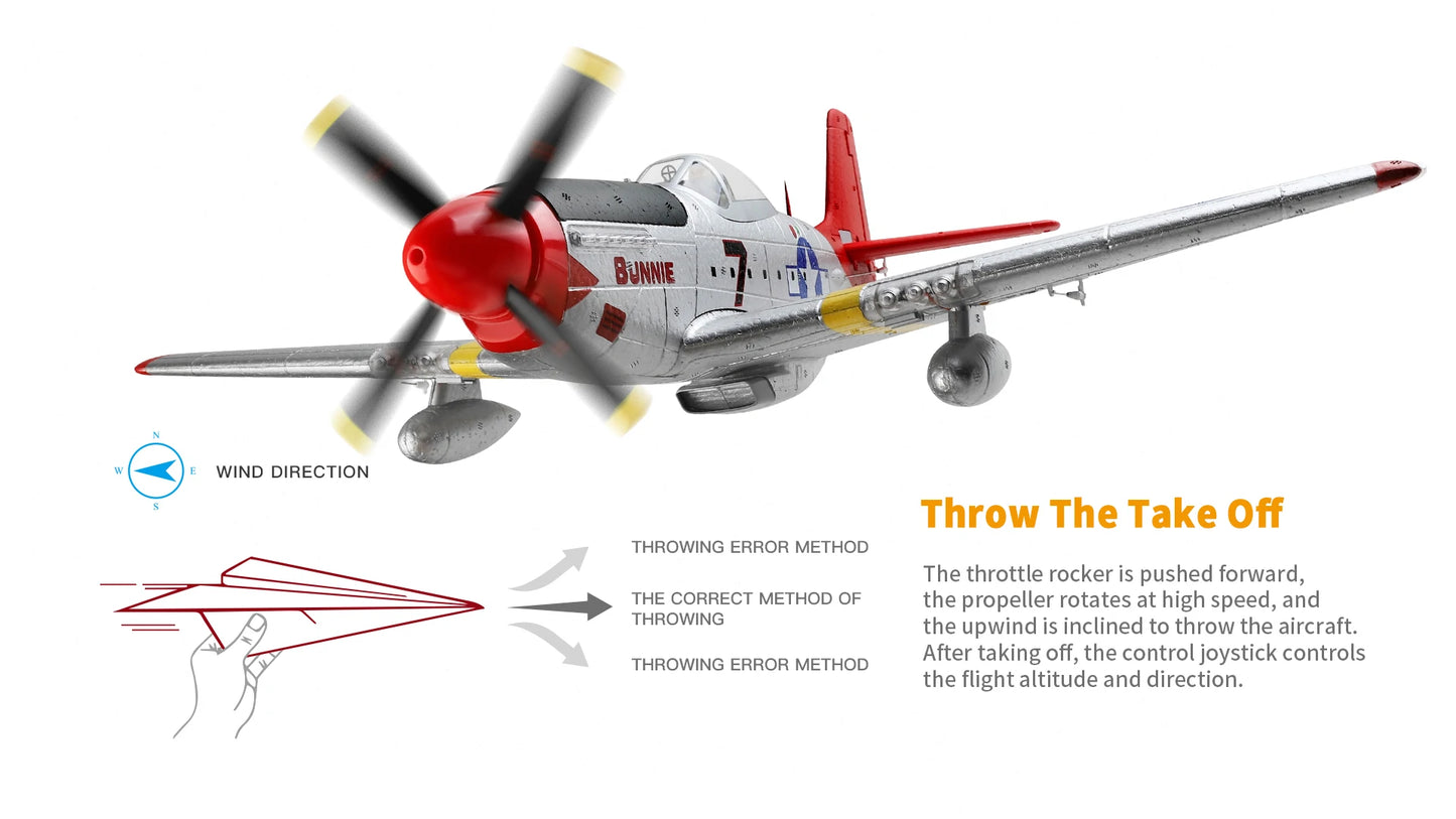 XK A280 P-51 3D/6G System 560mm Wingspan 2.4GHz 4CH EPP RC Airplane Fighter RTF With LED Lights Vehicles Toy Gift for Beginner