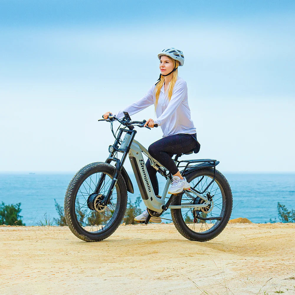 Shengmilo S600 26 inches adult electric mountain bike, 2000W dual motor ebike 7-speed electric bicycle，Fat Tire ebike17.5ah