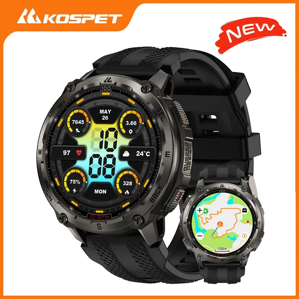 T4 Smart Watch for Men 6-Sat GPS Offline Maps 10ATM Waterproof Heart Rate Diving Skiing Hiking for Android iOS