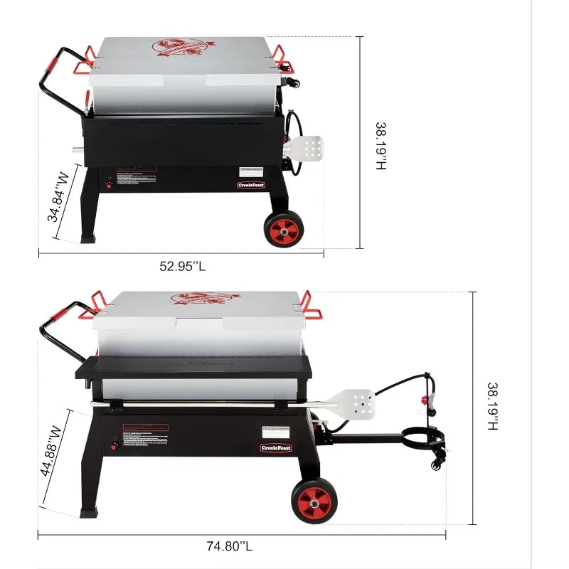 CFB2001 150 QT Crawfish Boiler, Outdoor Double Sack Propane Gas Cooker with Folding Cylinder Mounting Bracket and Stirring