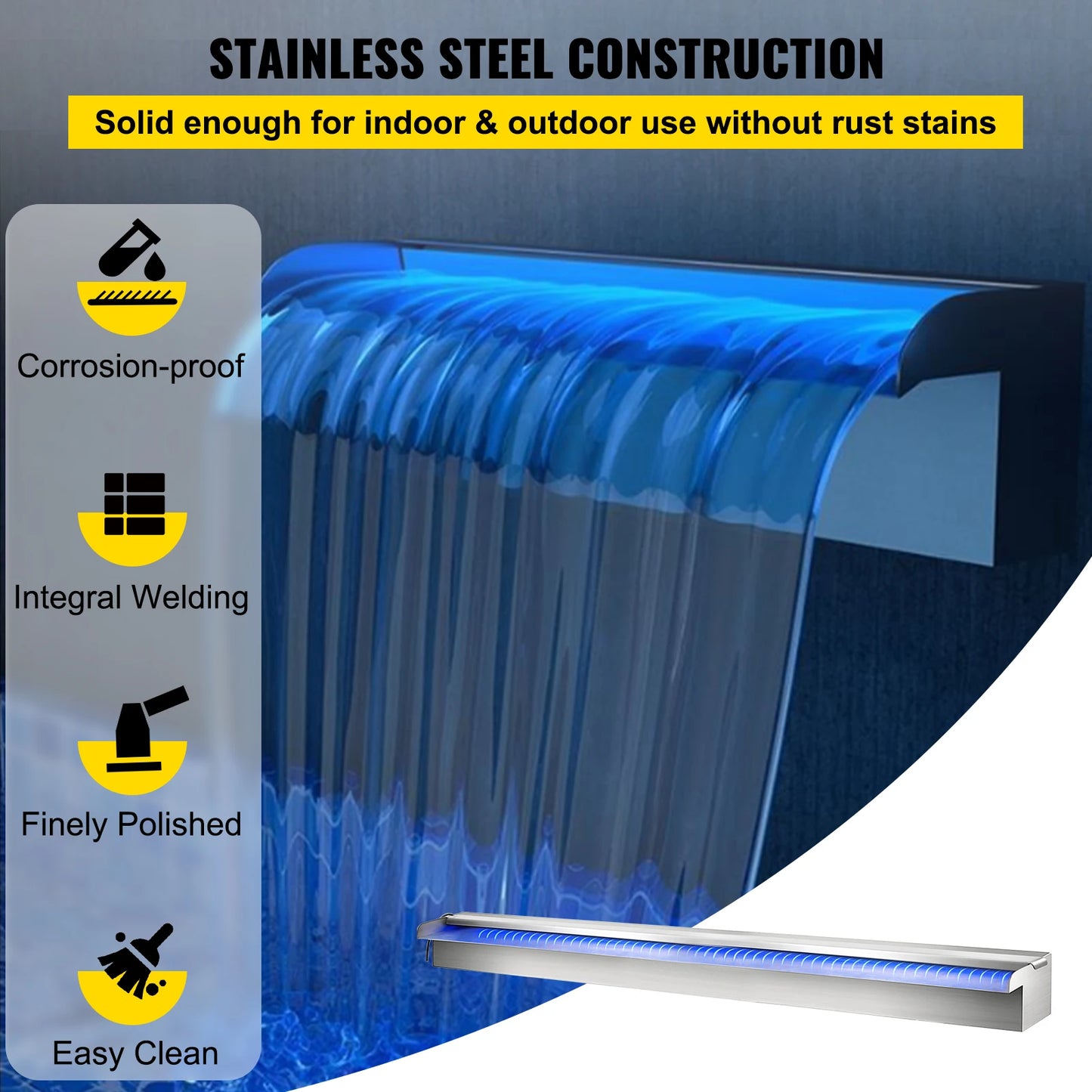 SucceBuy Pool Fountain Waterfall With Light Water Pipe Acrylic Fountain Pond Garden Swimming Feature Decorative Fountain