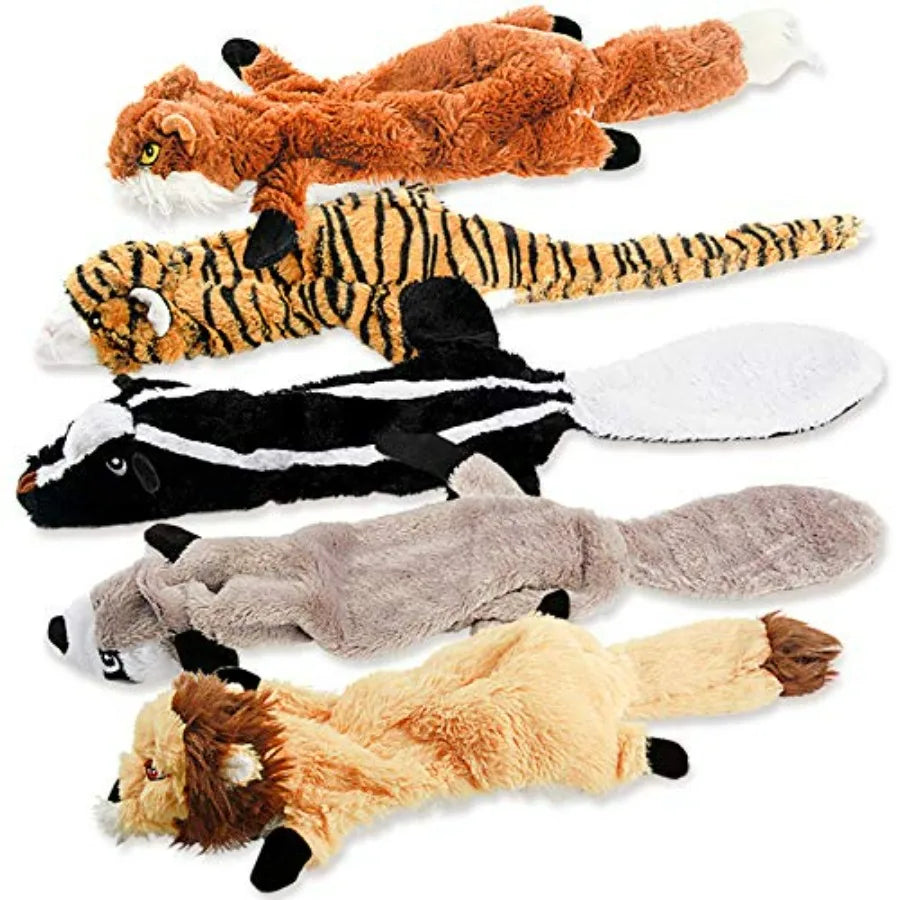 Dog Squeak Toys, No Stuffing Plush Dogs Chew Toy Bundle for Small Medium Large Breed Chewer Tough Durable Squeaky Pet Fetch Pup