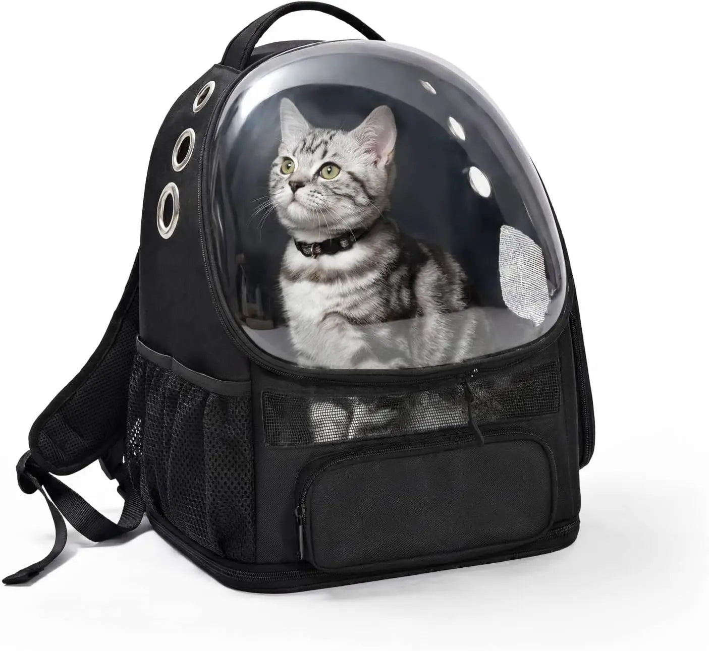 Collapsible Pet Carrier Backpack for Small Cats & Dogs, Bubble Window, Breathable Mesh, Foldable Travel, Black