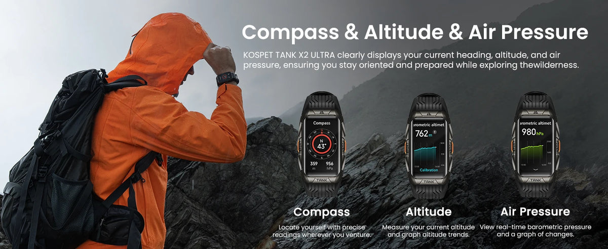 2025 X2 Ultra GPS Smart Watch For Men 3D Curved Screen Stainless Steel Body Compass Altimeter Waterproof Smartwatch