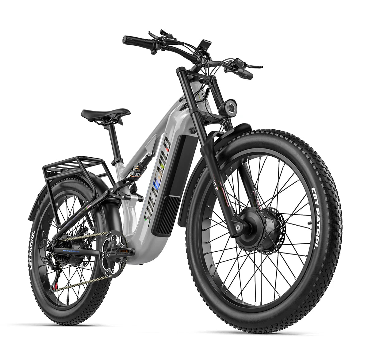 Shengmilo S600 26 inches adult electric mountain bike, 2000W dual motor ebike 7-speed electric bicycle，Fat Tire ebike17.5ah