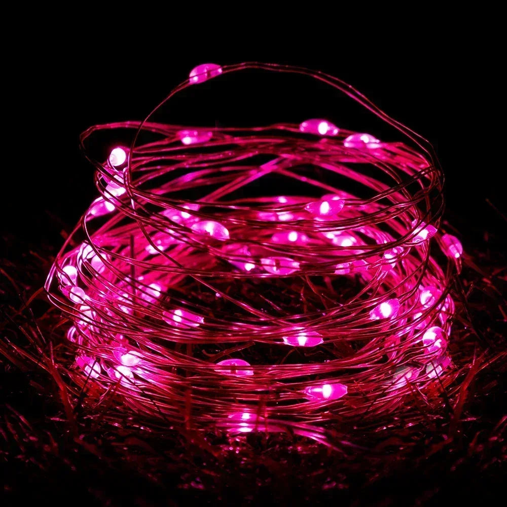 LED Fairy Lights Battery Operated String Lights Waterproof Silver Wire Firefly Starry Lights  Wedding Party Xmas Christmas Decor