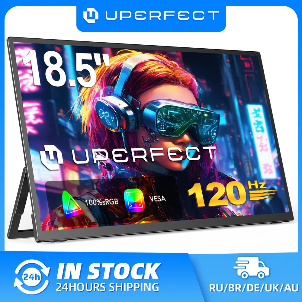 18.5'' Portable Monitor 120hz Second Laptop Screen Gaming Display with Kickstand 1080P IPS USB C HDMI For Mac PC Xbox
