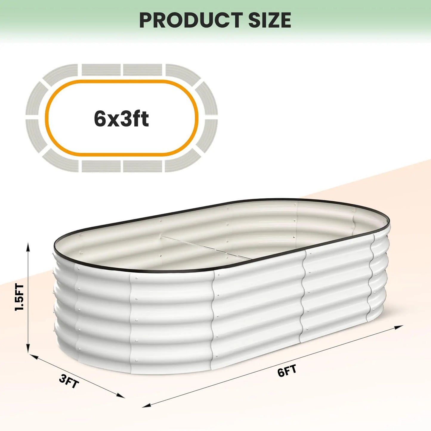 2-Pack Oval Galvanized Steel Raised Garden Bed Open Base Safety Edge Metal Planter Box Raised Beds for Vegetables Flowers Herbs