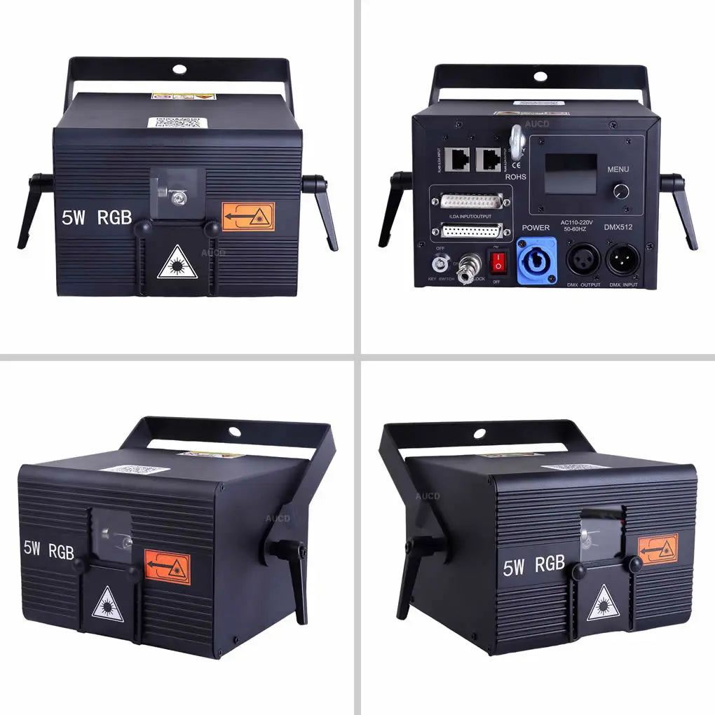 USA Warehouse 5W RGBW Animation Scan Projector Lights + Apple & Android App Control ILDA For Party Bars DJ Show Stage Lighting