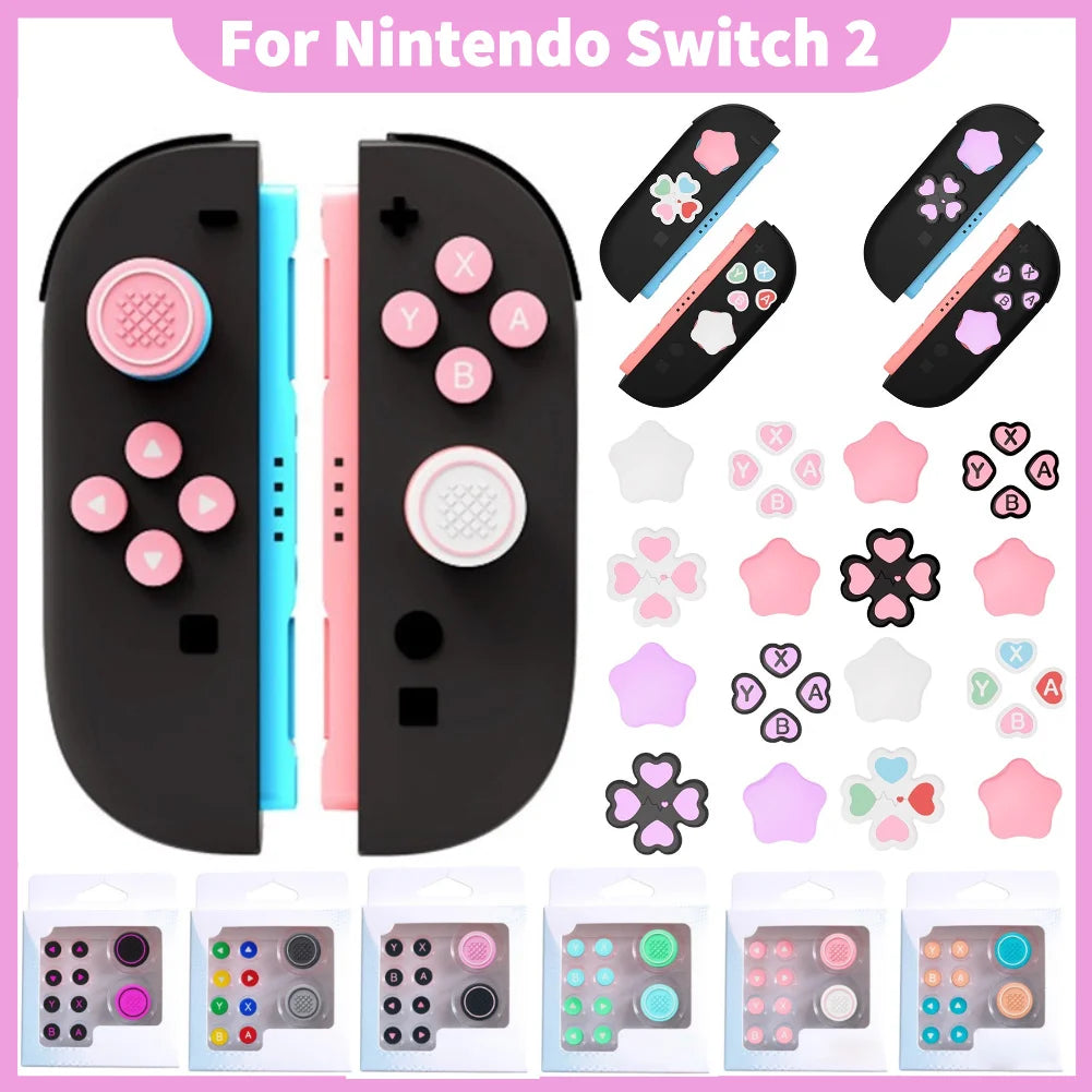 Silicone Soft D-pad Cross Button Caps For Nintendo Switch2 Joy-Con Handle Grips Cover Thumb Stick ABXY Key Sticker Skin Case