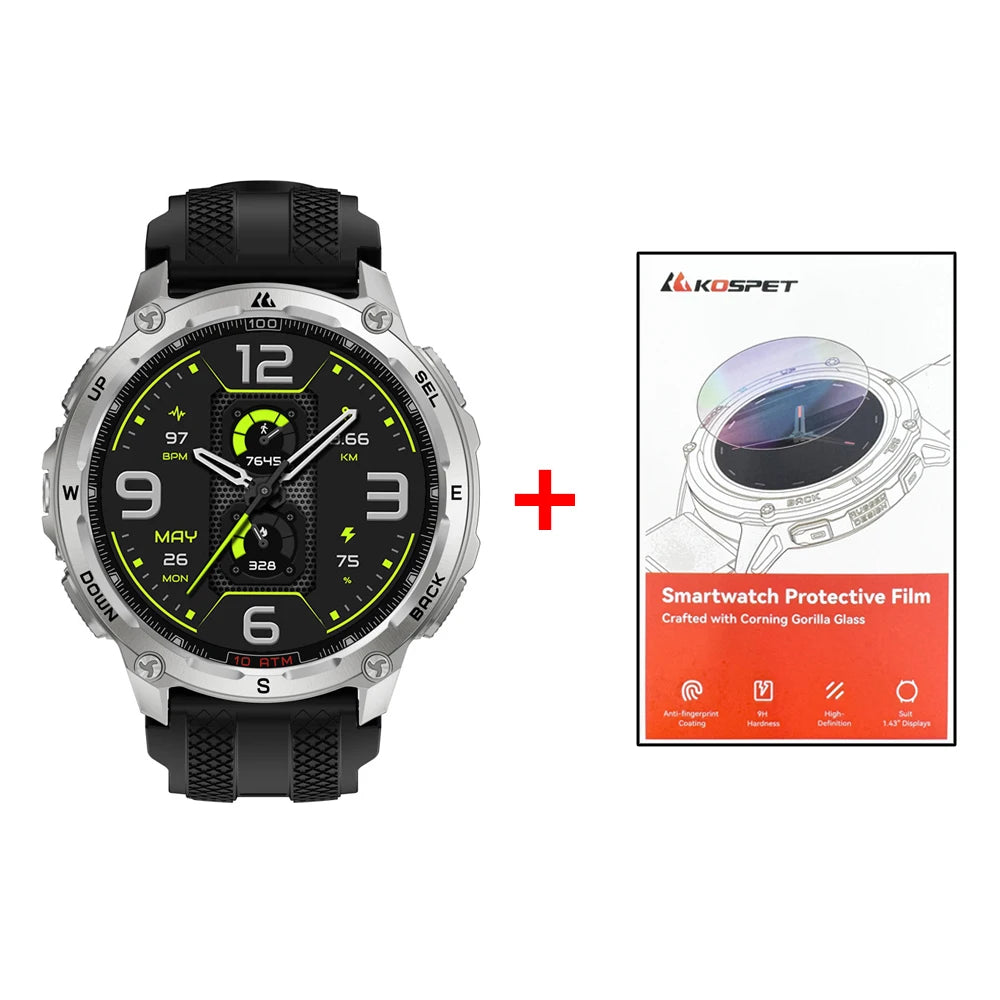 T4 Smart Watch for Men 6-Sat GPS Offline Maps 10ATM Waterproof Heart Rate Diving Skiing Hiking for Android iOS