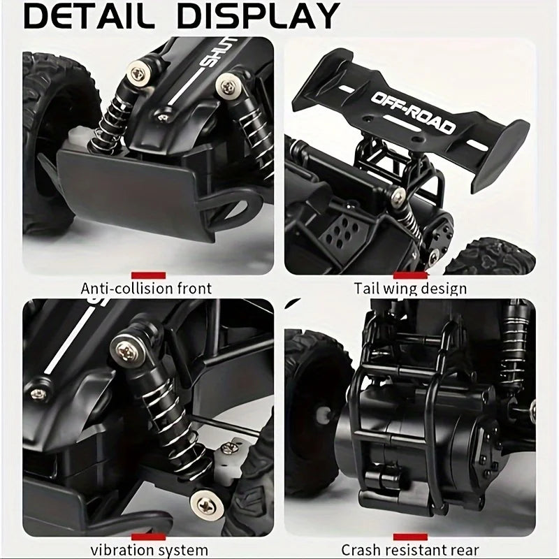 1:16 Alloy RC Off Road Car 2.4G Wireless Remote Control High Speed Buggy With LED Light Shock Absorber Kids Toy Racing Vehicle