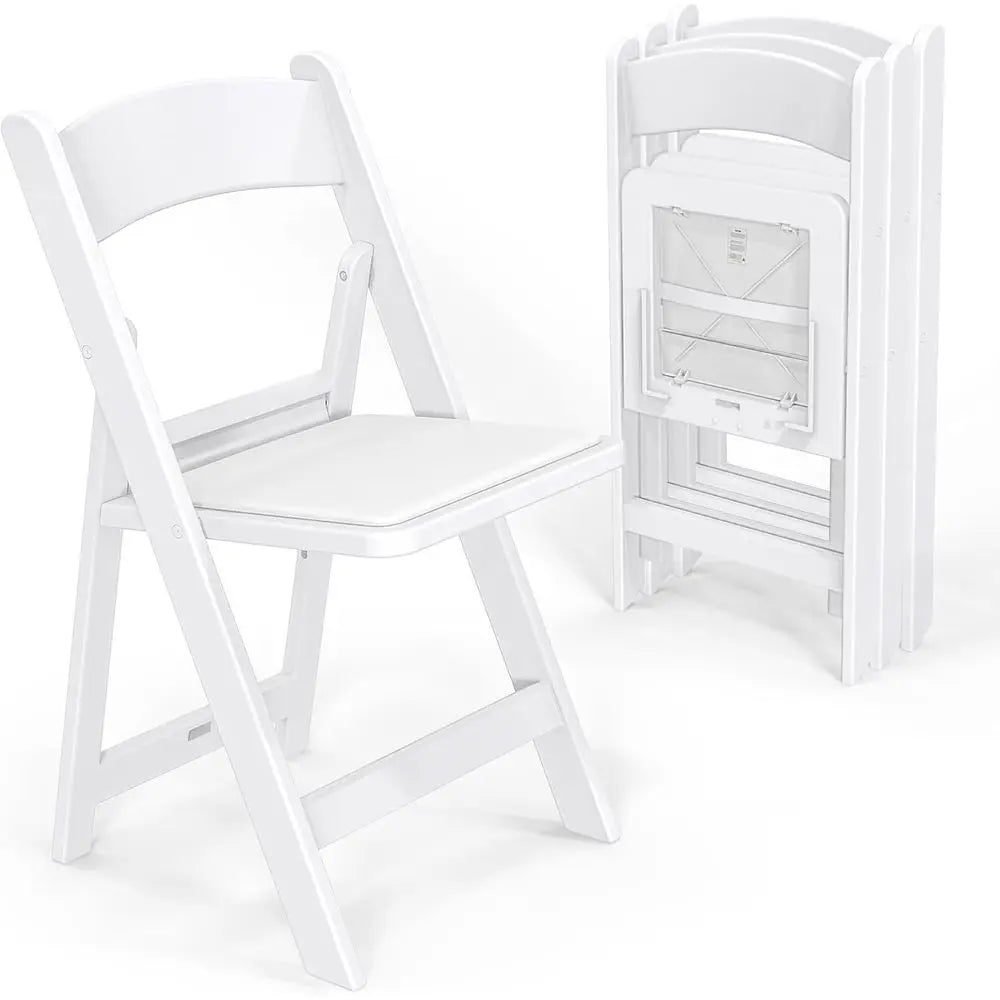 Patio Chairs Set of 4, Resin Folding Chairs with Cushion, Foldable Plastic Chair with Comortable Padded Seats, Outdoor Furniture