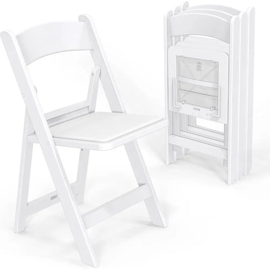 Patio Chairs Set of 4, Resin Folding Chairs with Cushion, Foldable Plastic Chair with Comortable Padded Seats, Outdoor Furniture