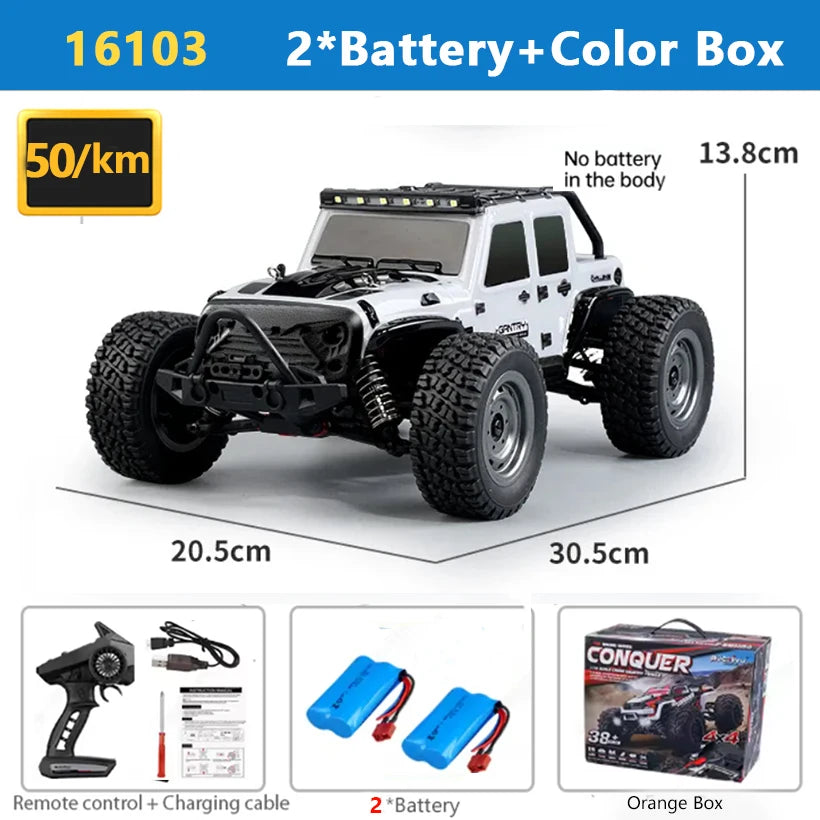 1:16 4WD RC Car 70KM/H Or 50KM/H With LED Light 2.4G Remote Control Cars High Speed Drift Monster 4x4 Truck for Children Gif
