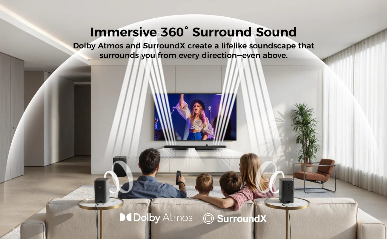 ULTIMEA Skywave F40 Boom 5.1.2ch Sound Bar with Dolby Atmos, Surround Sound System for TV with Subwoofer & 2 Surround Speakers