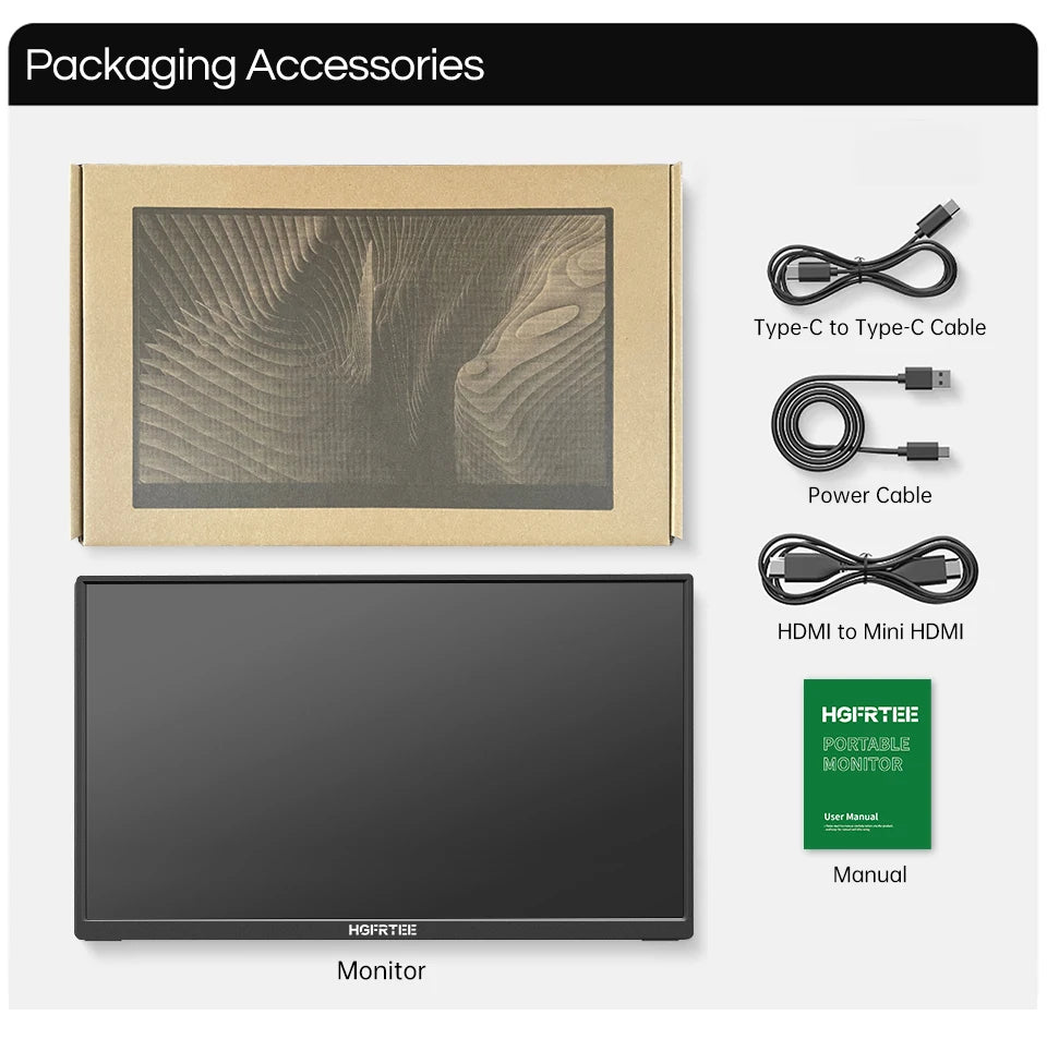15.6 Inch Portable Monitor, FHD-IPS Laptop External Second Screen, Gaming Extended Display with Type-C HDMI