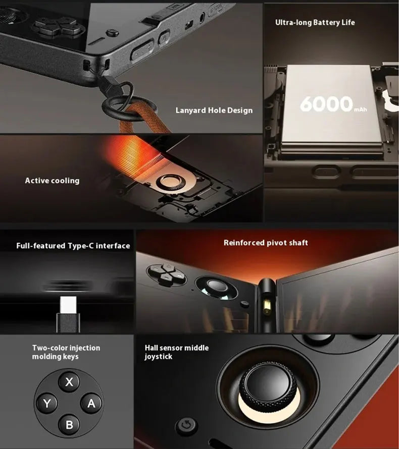 AYN Thor 6'' OLED Dual Screen Gaming Handheld Qualcomm Snapdragon CPU Android13 6000mAh Battery Hall Stick Game Console