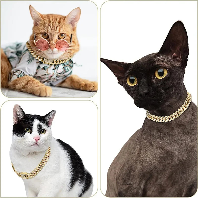Dog Chain Collar Luxury Gold Pet Metal Chain Collar For Small Medium Large Dogs Cats Pet Jewelry Necklace Accessorie