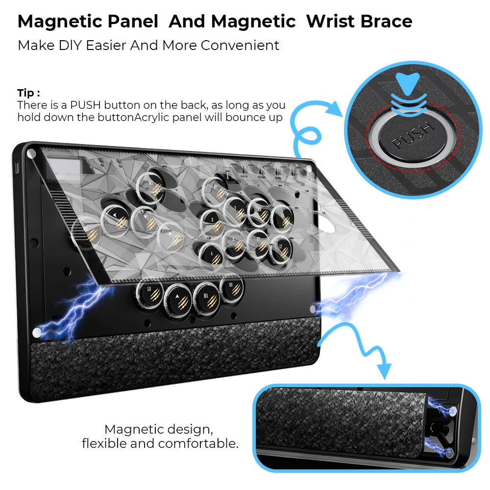 C-AT Magnetic Leverless Hitbox Controller Stickless Arcade Controller Keyboard For PC/PS4/PS5/Switch Hitbox Fightstick