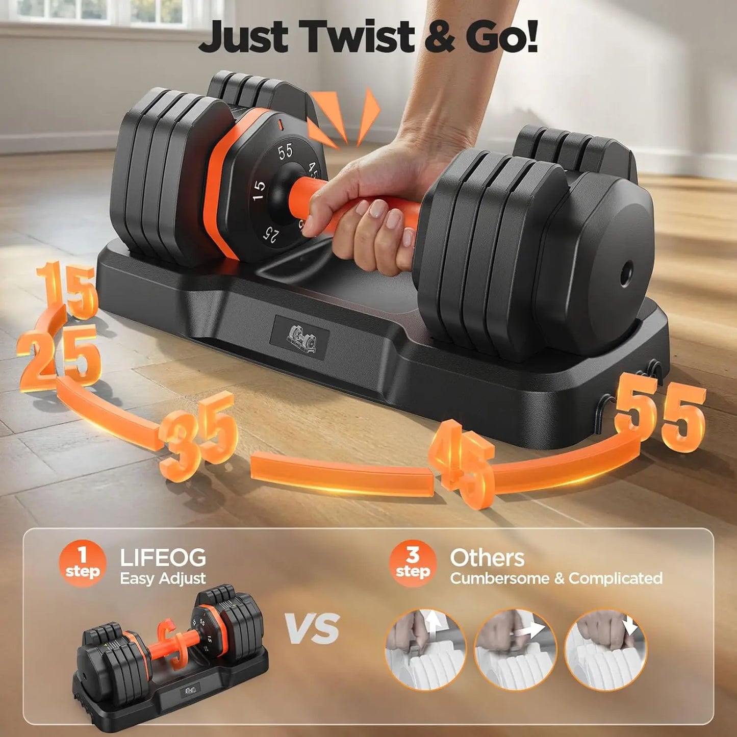 2026 FDB2 Updated Pair Adjustable Dumbbells, Available in 25/50/55/110lbs, Comes with Storage Box, Customized