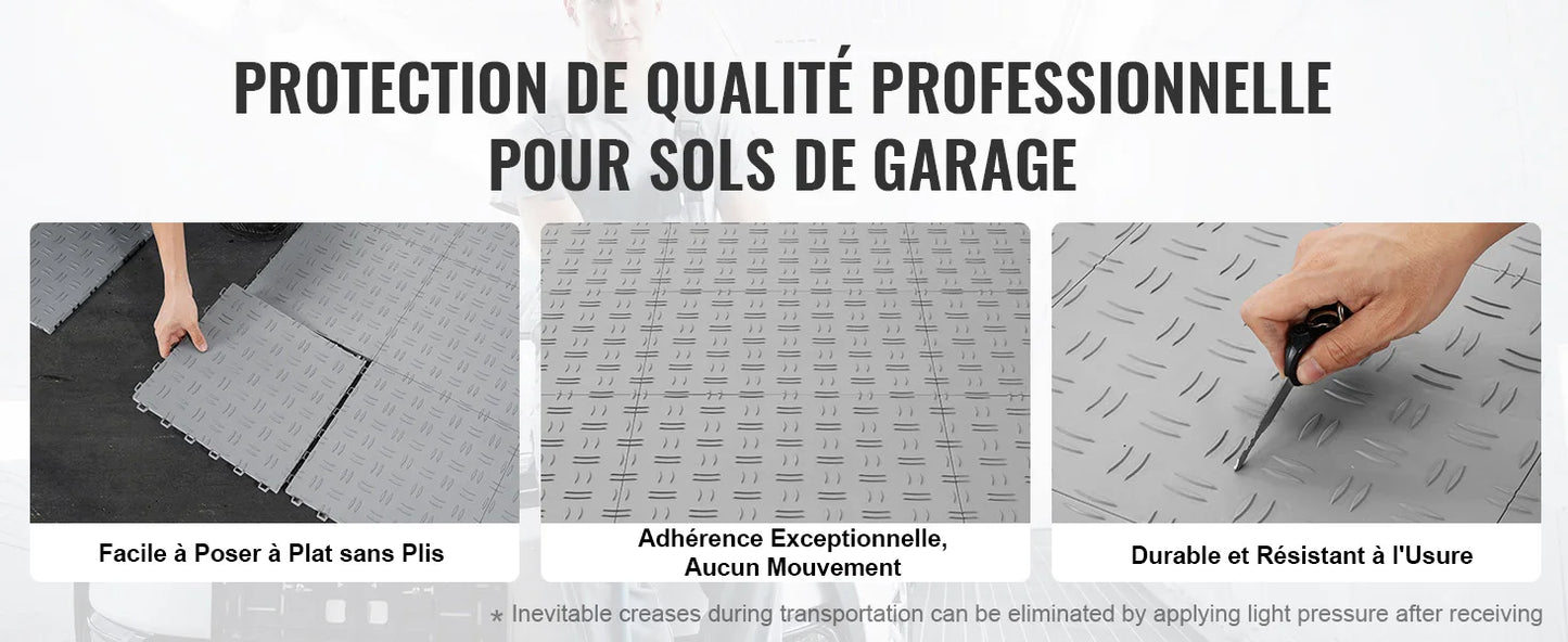 Garage Tiles Interlocking Garage Floor Covering Tiles Non-Slip Double-Sided Texture for Garages Basements Repair Shops