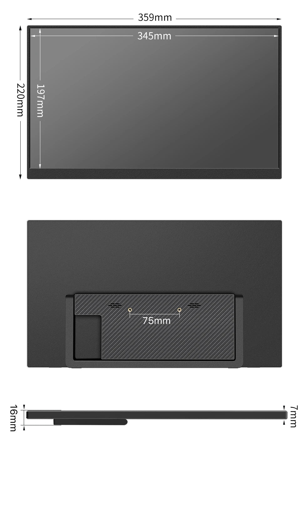 15.6 Inch Portable Monitor, FHD-IPS Laptop External Second Screen, Gaming Extended Display with Type-C HDMI