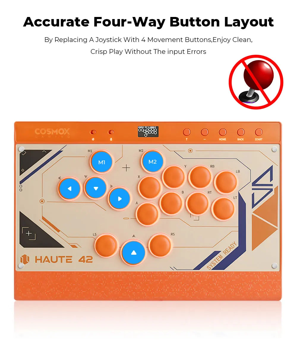 New C16 Orange Magnetic Stickless Arcade Stick Leverless Hitbox Controller for For PC/PS4/PS5/Switch Leverless Stick